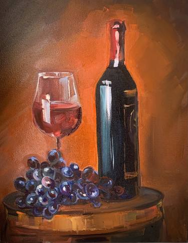 Still life. Wine and grapes thumb