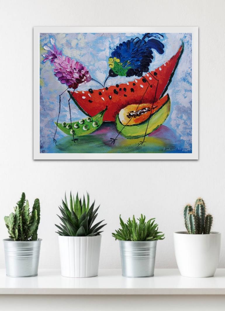 Original Expressionism Animal Painting by Maria Kakhiani