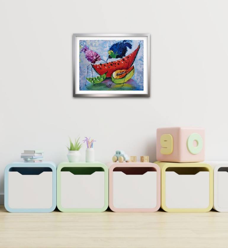 Original Expressionism Animal Painting by Maria Kakhiani