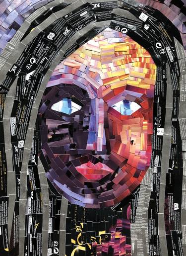 Original Abstract Portrait Collage by Joanna Wietrzycka