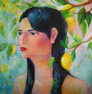 Portrait of a girl with lemons thumb