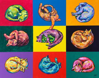 Print of Pop Art Cats Paintings by Olga Krasovskaya