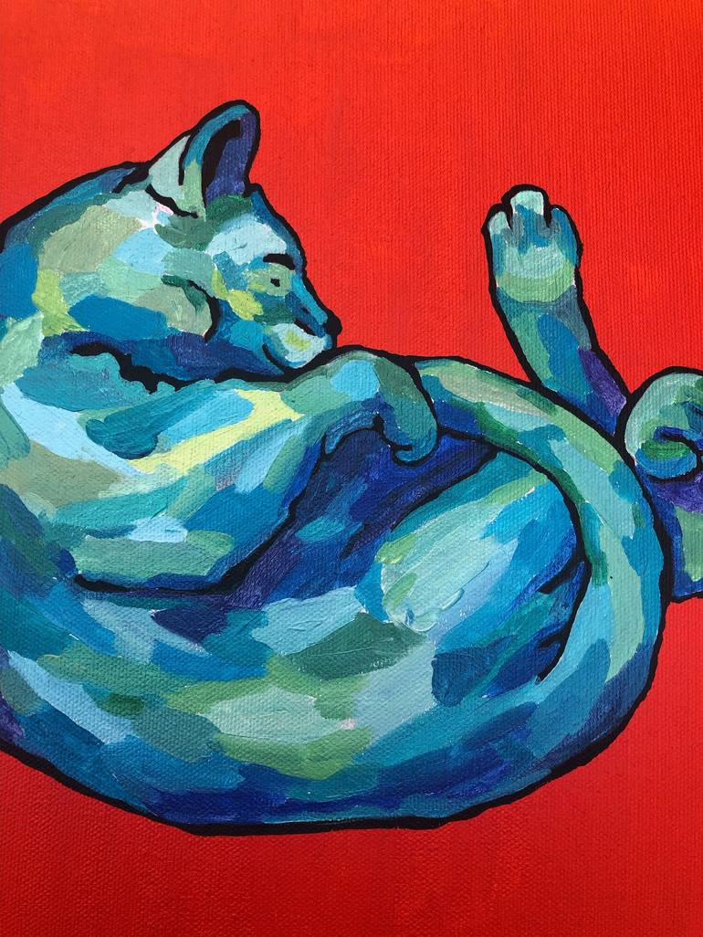Original Pop Art Cats Painting by Olga Krasovskaya