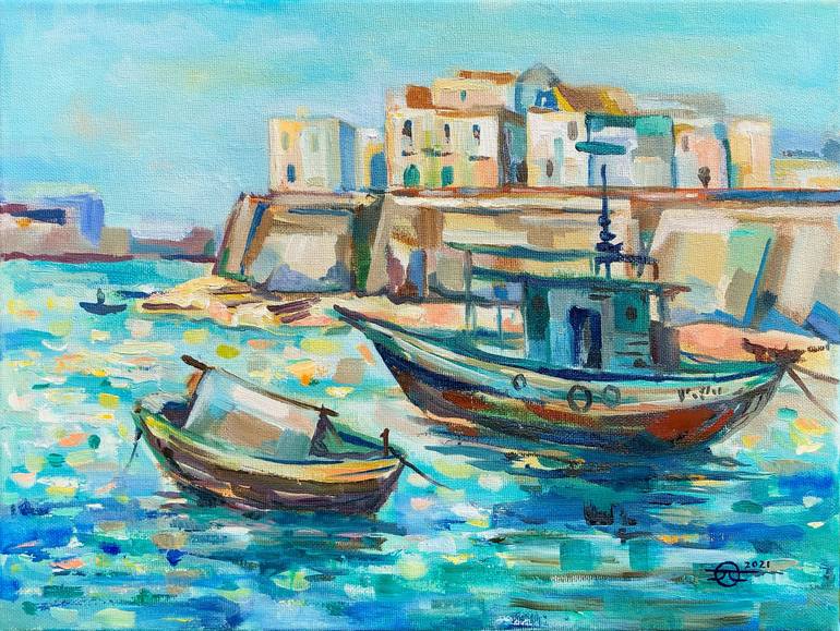 格安 Sunny day in Gallipoli Painting by Olga Krasovskaya 絵画
