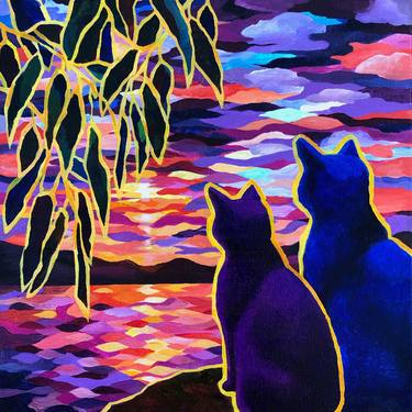 Print of Pop Art Cats Paintings by Olga Krasovskaya