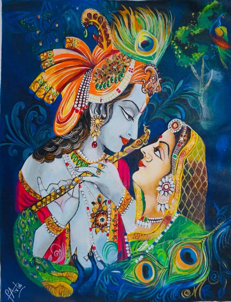 Radha Krishna Love Painting by Forma Pictura | Saatchi Art