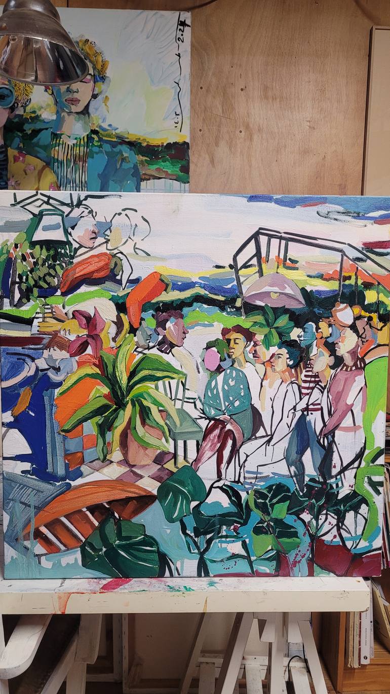 Original Abstract Expressionism Boat Painting by Golnaz Afraz