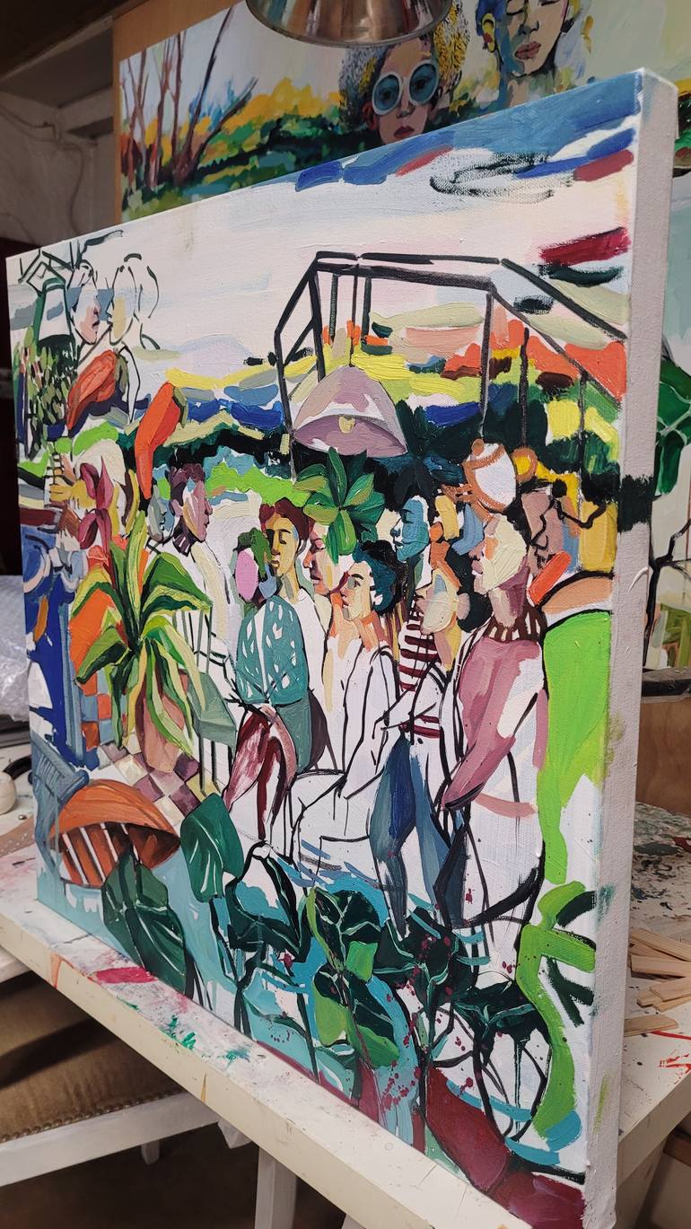 Original Abstract Expressionism Boat Painting by Golnaz Afraz