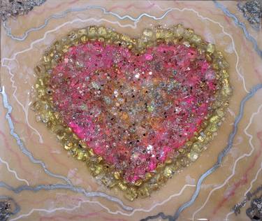 Heart geode, resin geode, heart painting thumb