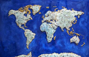 World map wall art, world map resin art thumb