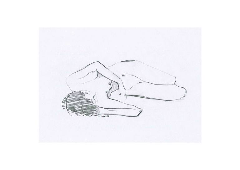 Original Art Deco Nude Drawing by Anna Bernadskaya