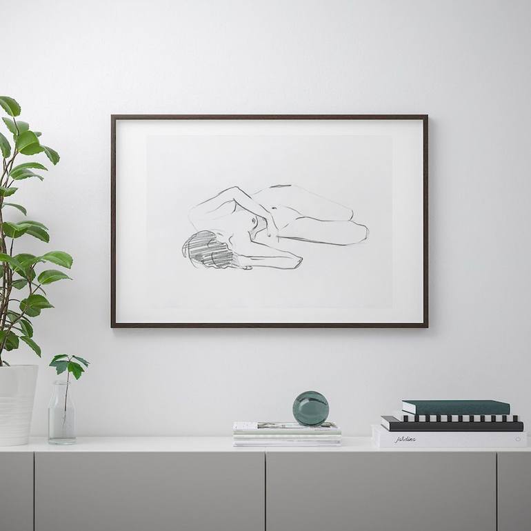 Original Art Deco Nude Drawing by Anna Bernadskaya