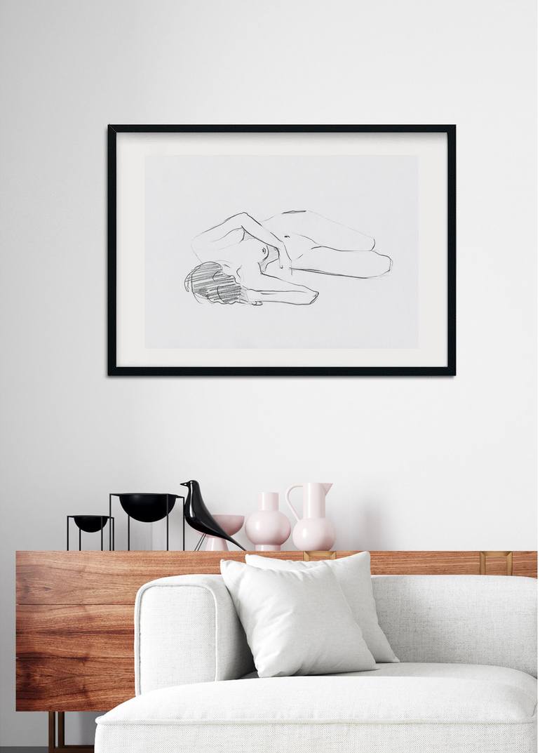 Original Art Deco Nude Drawing by Anna Bernadskaya