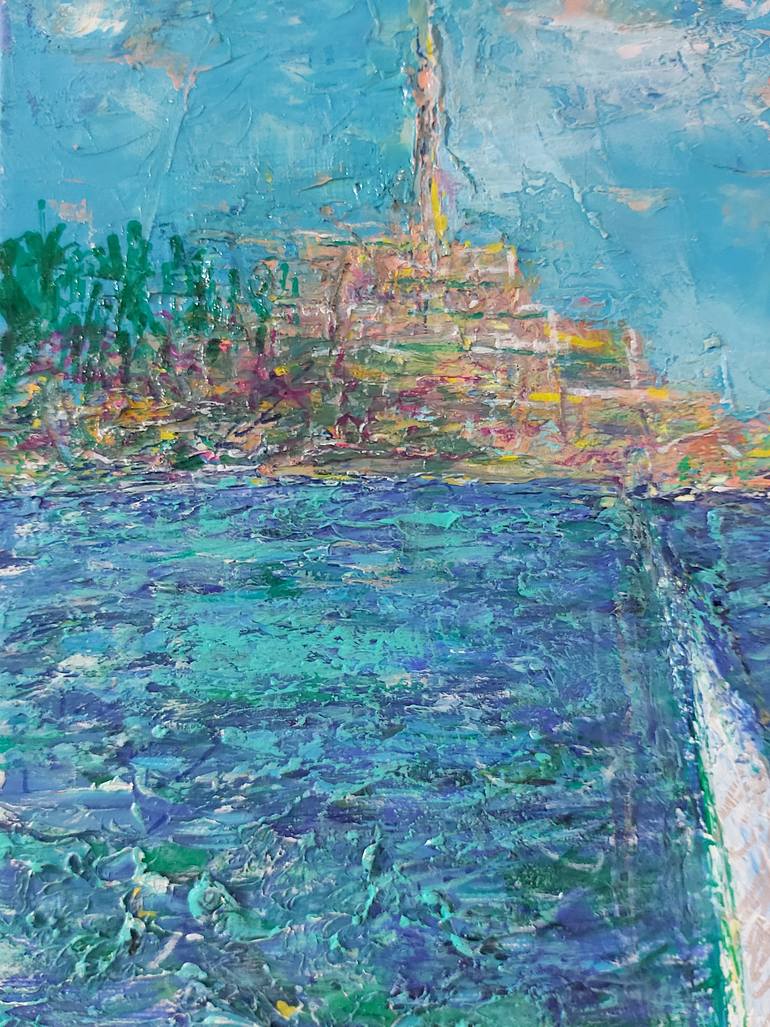 Original Pop Art Boat Painting by Jenny Yusupov