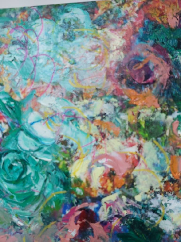 Original Abstract Expressionism Floral Painting by Jenny Yusupov
