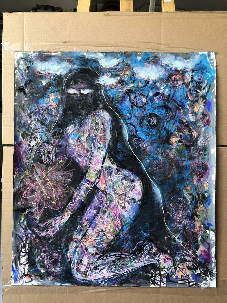 Original Abstract Women Painting by Jenny Yusupov