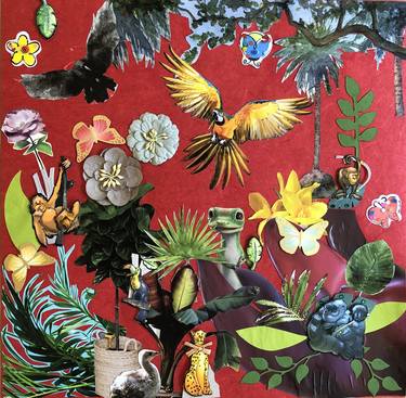 Original Animal Collage by KMS Art Studio