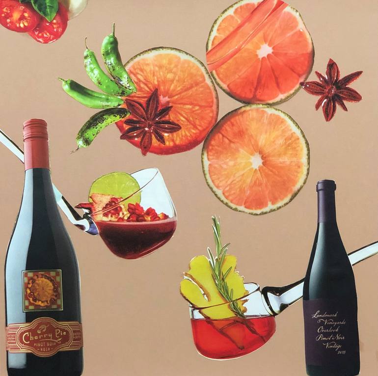 Original Pop Art Food & Drink Collage by KMS Art Studio