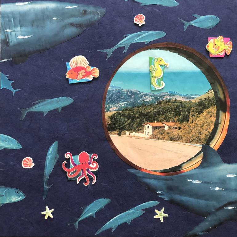 Original Seascape Collage by KMS Art Studio