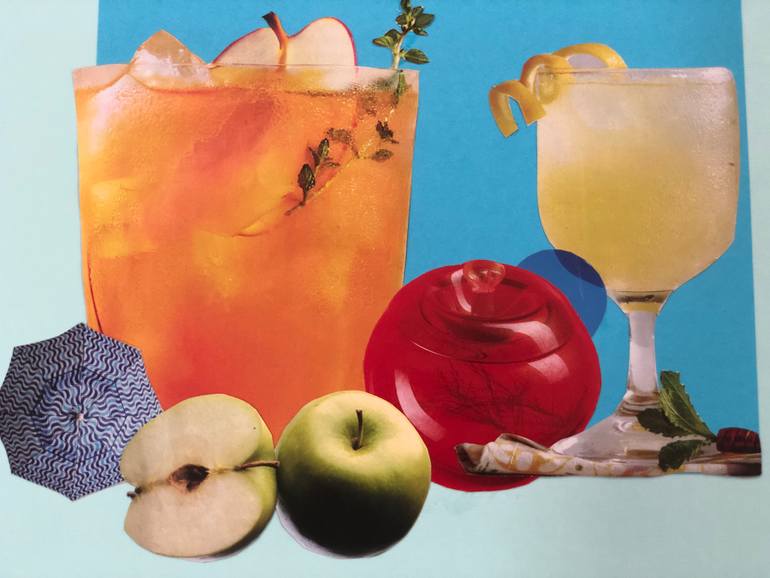 Original Abstract Expressionism Food & Drink Collage by Kms Art Studio
