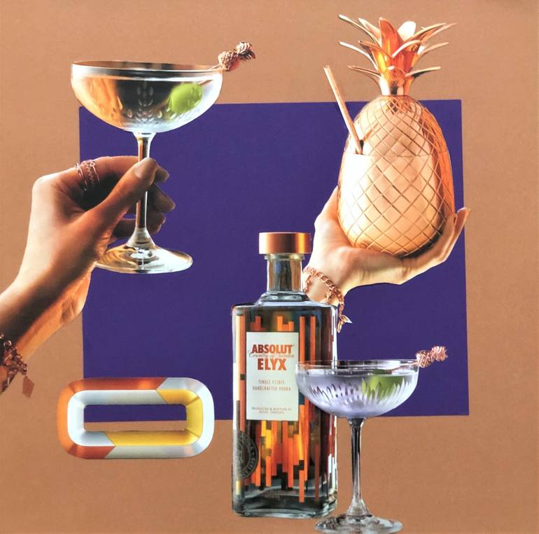 Original Abstract Food & Drink Collage by KMS Art Studio