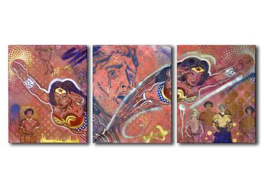 "Crying and Flying" - 48in x 20in x 0.5in triptych thumb