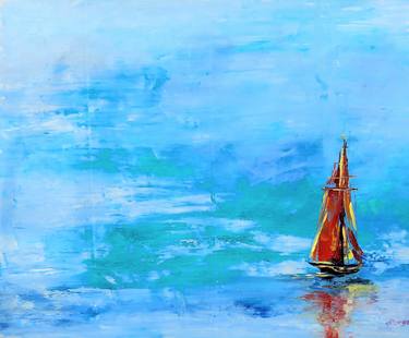 Original Abstract Expressionism Sailboat Paintings by Margo Tartart