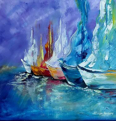 Print of Sailboat Paintings by Margo Tartart