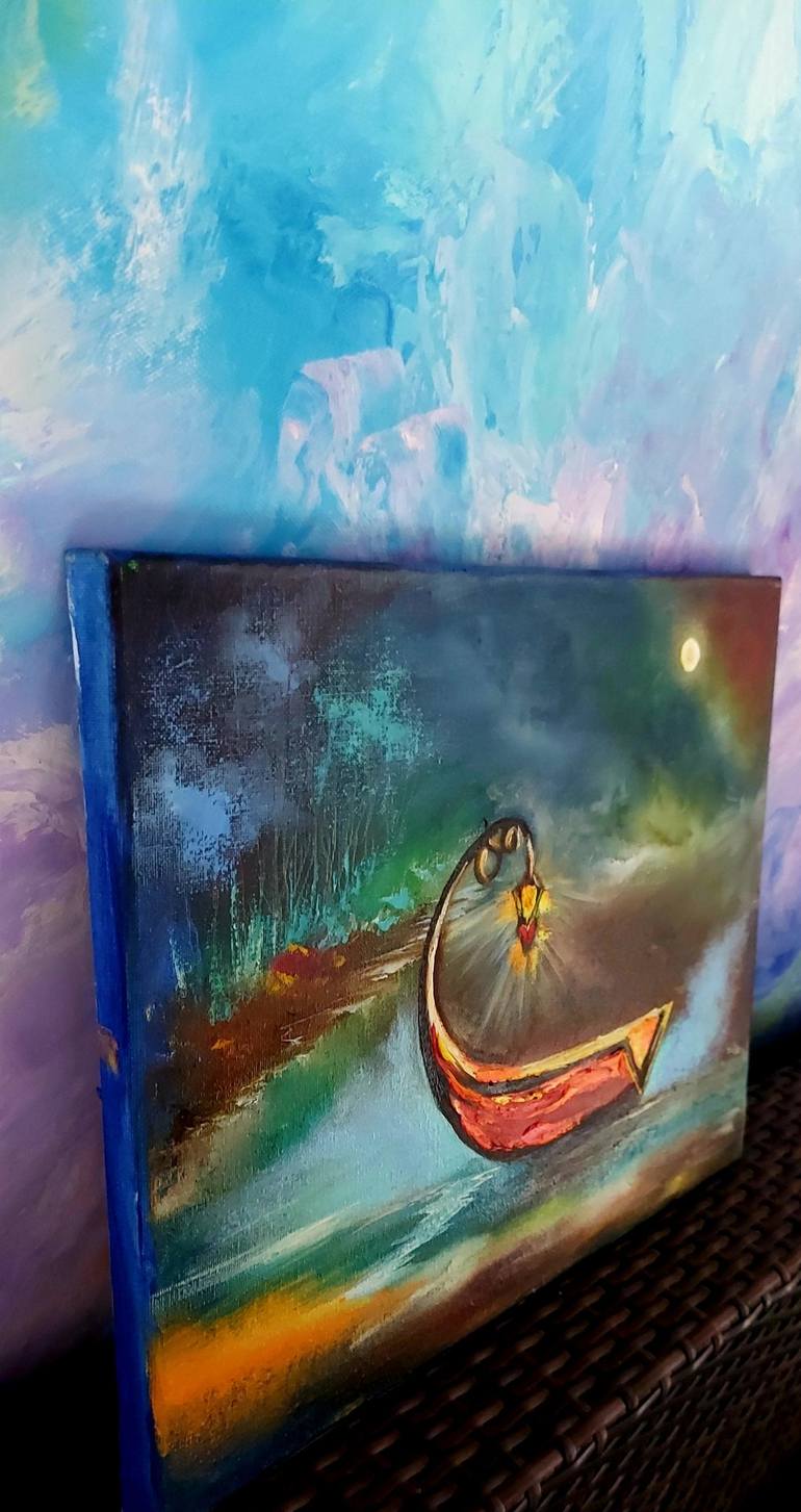 Original Impressionism Boat Painting by Margo Tartart