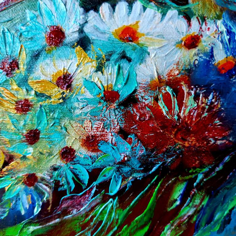 Original Abstract Floral Painting by Margo Tartart