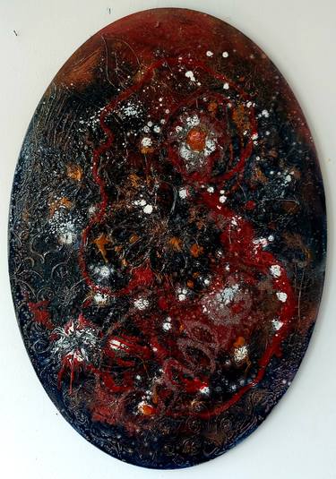 Epoxy Resin Abstract  Silver Current OVAL thumb