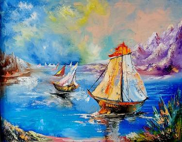 Original Impressionism Sailboat Paintings by Margo Tartart