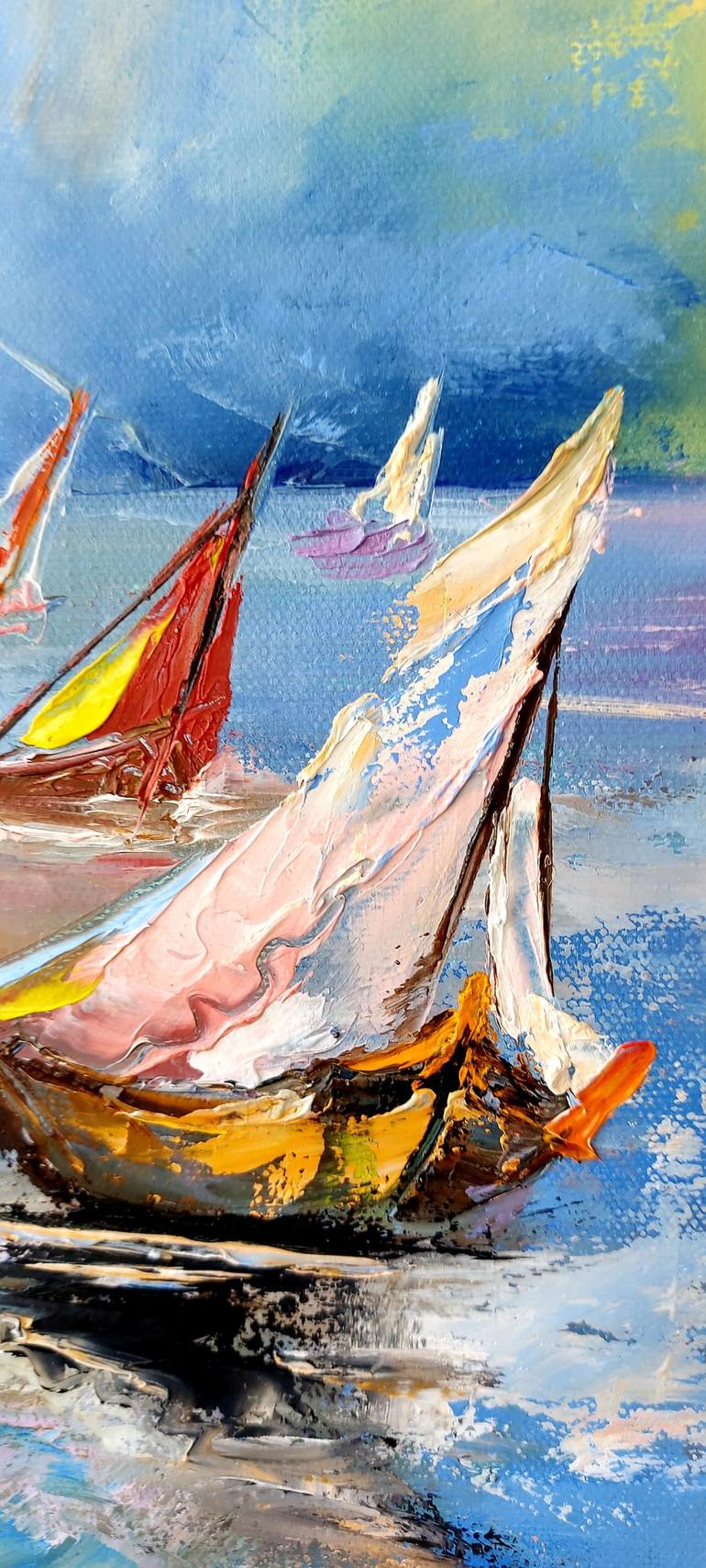 Original Impressionism Sailboat Painting by Margo Tartart