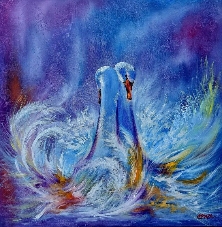 abstract swan painting