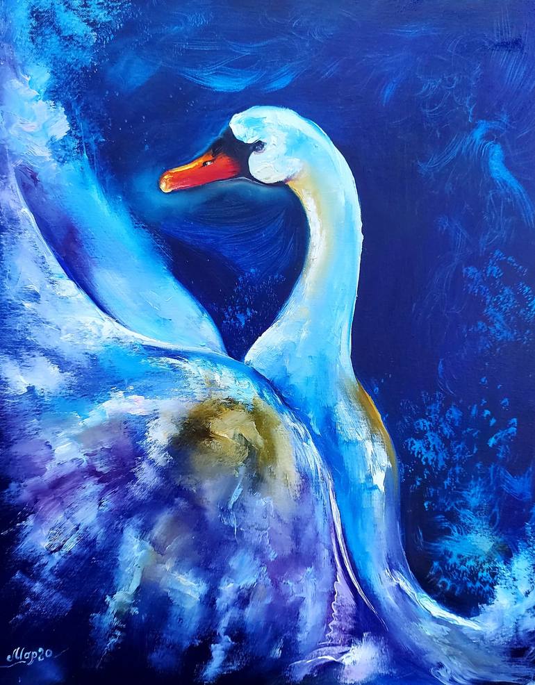 abstract swan painting