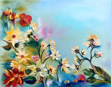 Print of Abstract Expressionism Floral Paintings by Margo Tartart