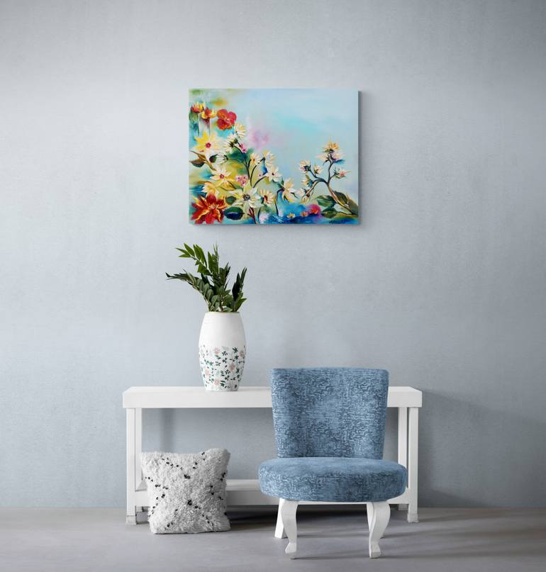 Original Abstract Expressionism Floral Painting by Margo Tartart