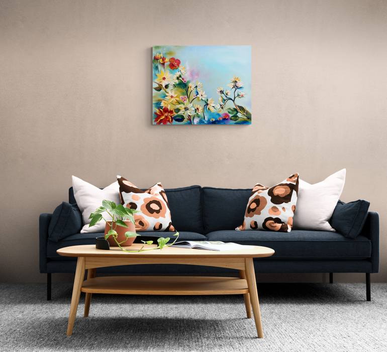 Original Abstract Expressionism Floral Painting by Margo Tartart