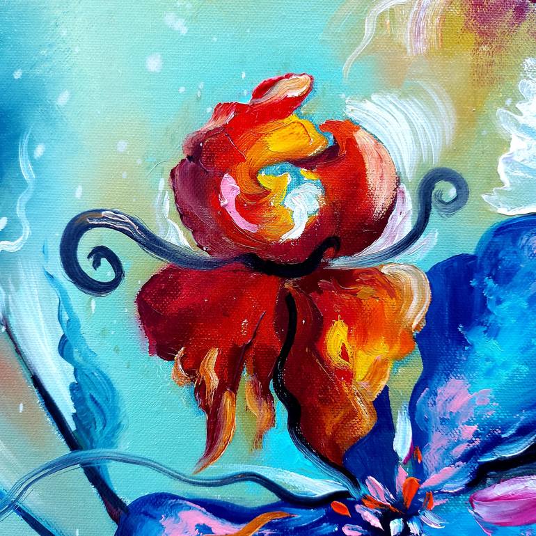 Original Abstract Expressionism Floral Painting by Margo Tartart