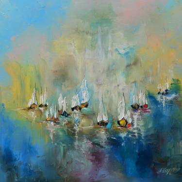 Print of Abstract Expressionism Sailboat Paintings by Margo Tartart