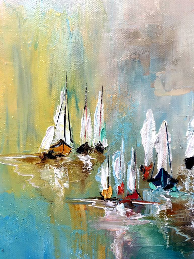 Original Sailboat Painting by Margo Tartart