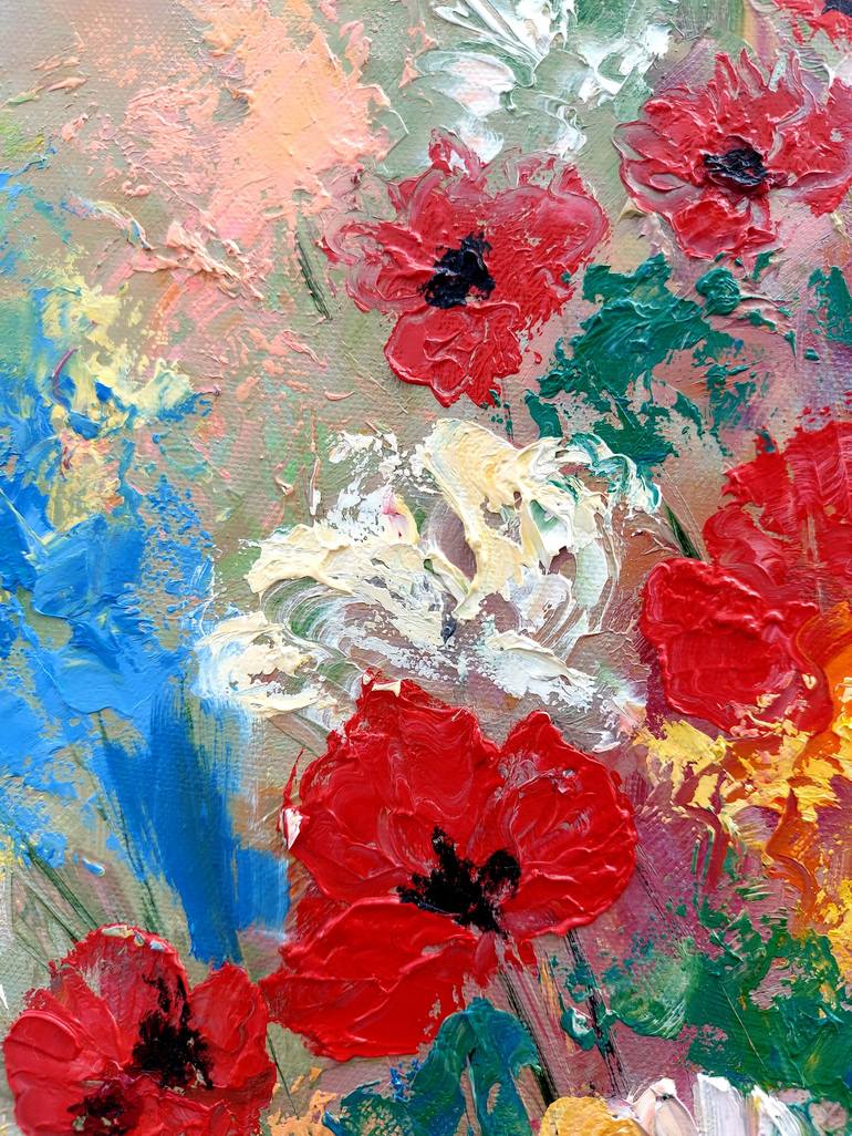 Original Abstract Expressionism Floral Painting by Margo Tartart