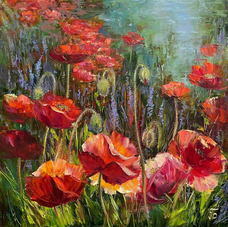 Poppy fairytale Painting by Larisa Batenkova | Saatchi Art