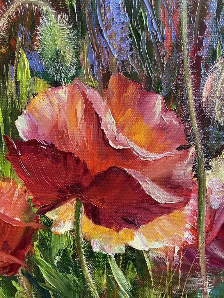 Original Art Deco Floral Painting by Larisa Batenkova