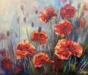 Original Fine Art Floral Paintings by Larisa Batenkova