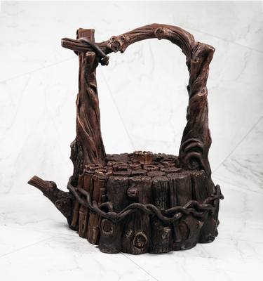 Beautiful Carrying Beam and Wood Handmade Teapot thumb