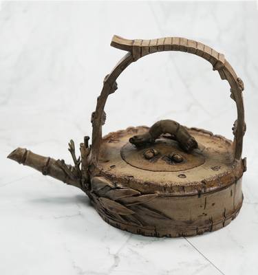 Handle Bamboo Handmade Teapot thumb