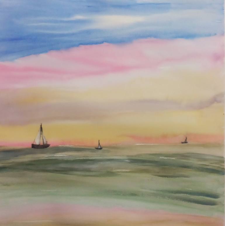 Original Impressionism Boat Paintings by Mona Grover