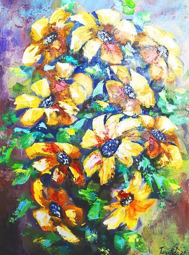 Original Abstract Expressionism Floral Paintings by Tatjana Obuhova