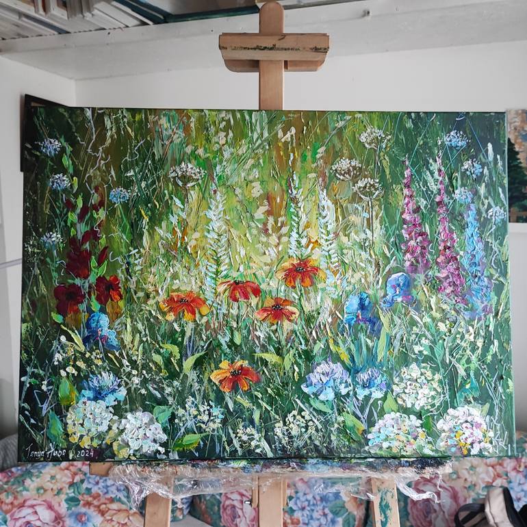 Original Dada Floral Painting by Tatjana Obuhova